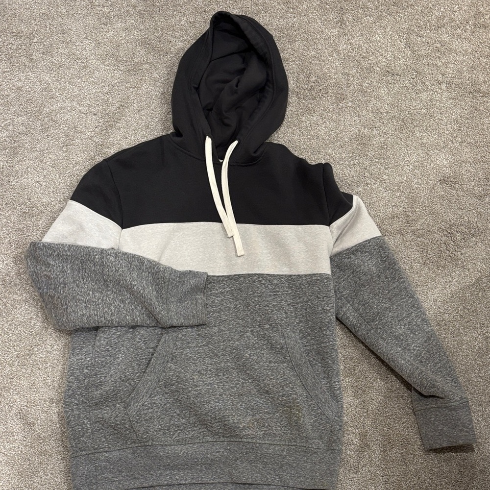 Sonoma Men's Black and Gray Colorblock Hoodie